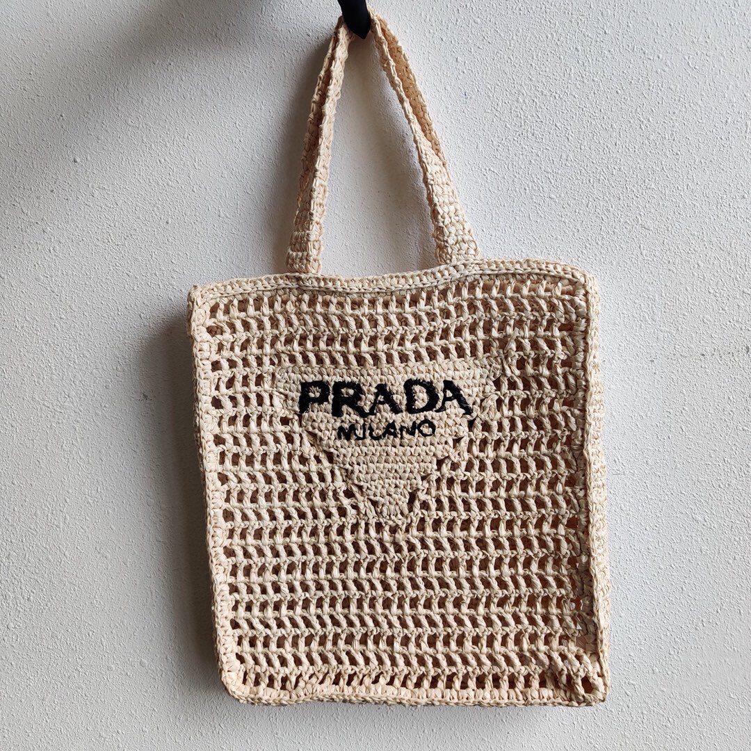 Prada Crochet Bag Tote Natural 1BG393